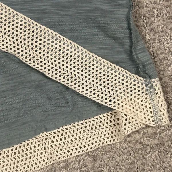 POL Long Duster Cardigan Womens Medium Seafoam Green Crochet Boho New - Image 6