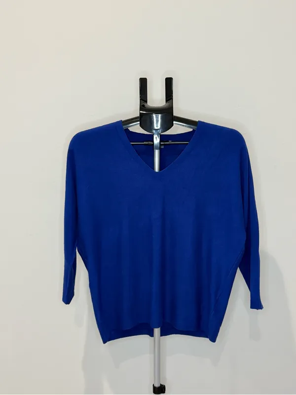 Vila Milano Cobalt Blue Dolman Button Back Sweater Small - Image 3