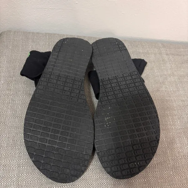 Sanuk Yoga Mat‎ Sling 2 Sandals Women 8 Black Fabric Wrap Comfort Flip Flop Boho - Image 4