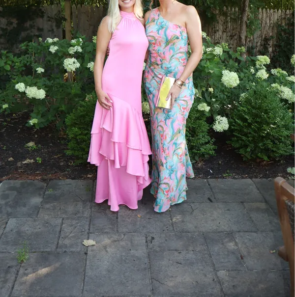 Lulus Mikesha Pink Multi Abstract One-Shoulder Sash Maxi Dress - Image 6