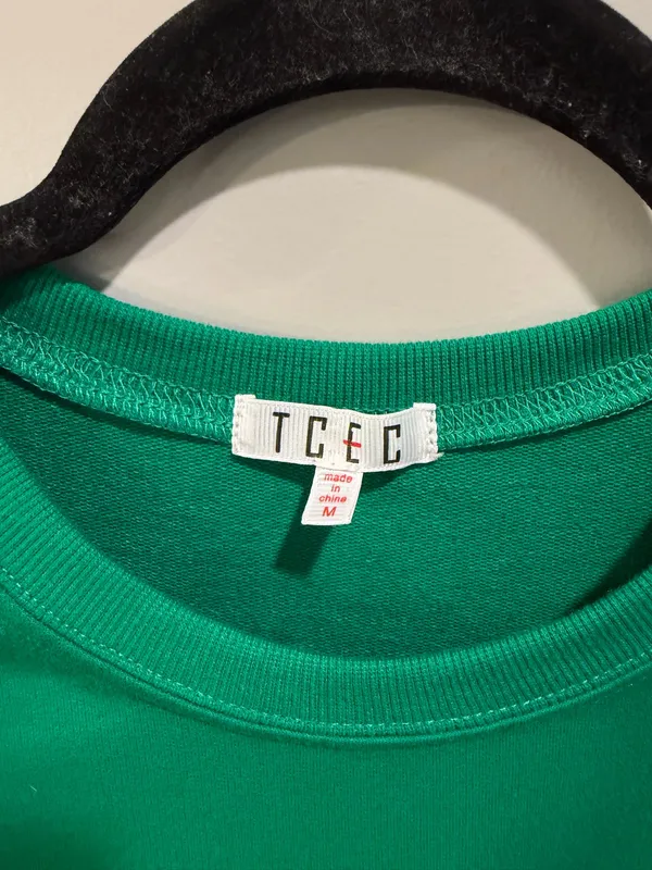 TCEC Ruched Sleeve Puff Sleeve Long Sleeve Top Green - Image 3