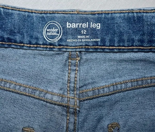 Wonder Nation Girls Barrel Jeans High Rise Adjustable Waist Size 12 NEW Med Wash - Image 6