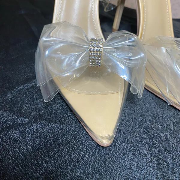 ✨ NIB / NWT ShoeDazzle Celestina Size 8.5 Clear Bow Crystal Sandals Heels $60.00 ✨ - Image 13
