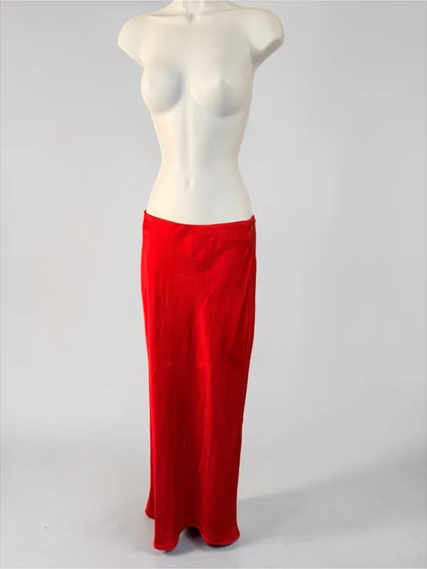Superdown- Calla Red Satin Maxi Skirt - Image 4