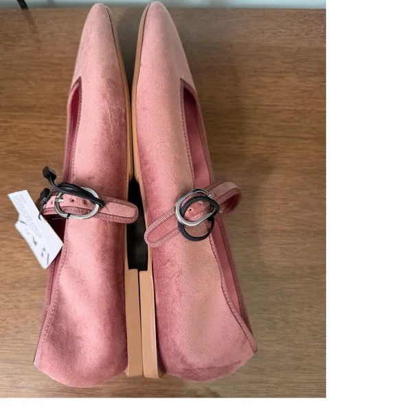 NWT Zara sz 10 Velvet Dusty Rose Mary Jane Flat Sqaure Toe Buckle Preppy Minimal - Image 7