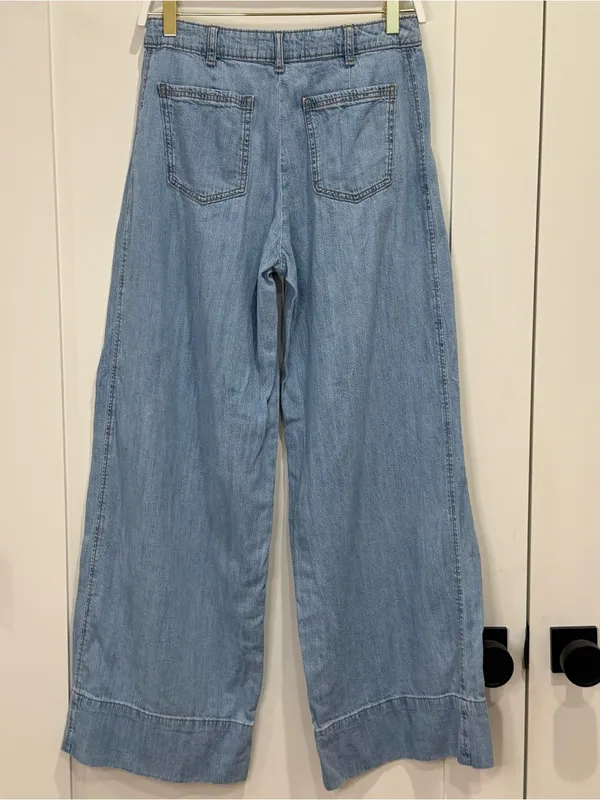 Zara Z1975 High Waisted Wide Leg Jeans With Darts 2 Blue Boho Baggy Minimal Chic - Image 9