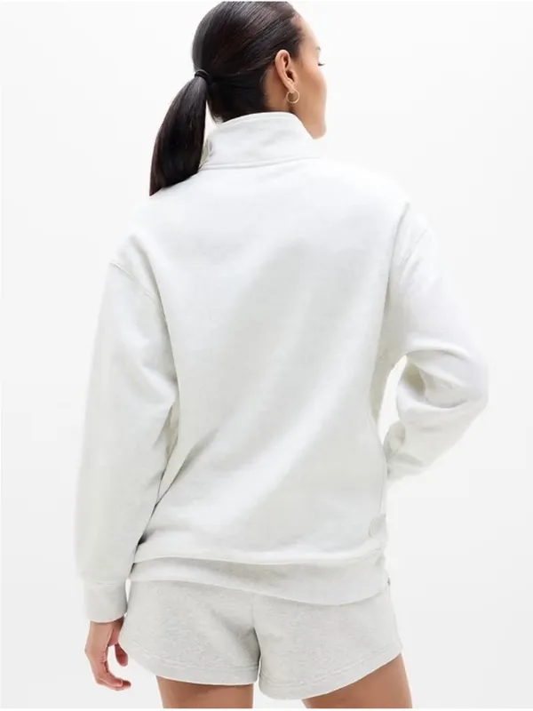 Athleta Forever Fleece 1/4 Zip Sweatshirt in Fog Grey Heather Large - Image 2