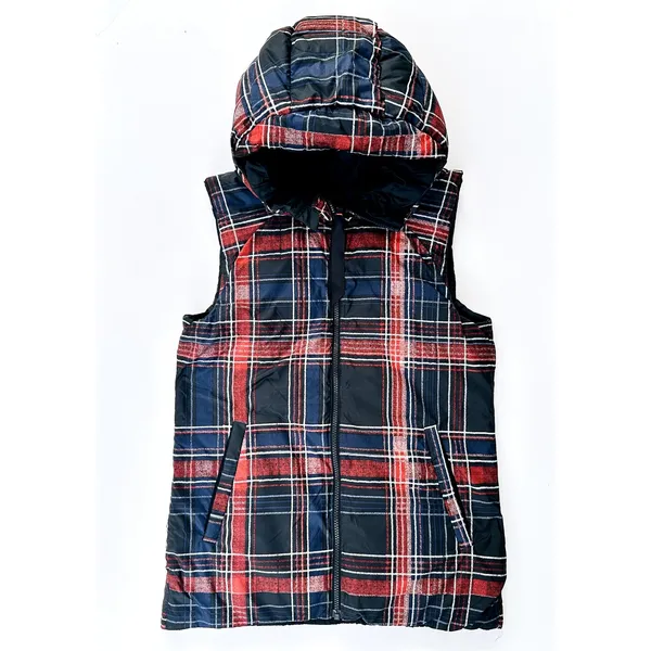 Lululemon The Fluffiest Vest Naval Blue Cypress Plaid Red Size 6 Reversible - Image 3