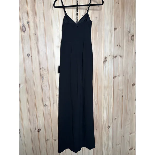 NWT Lulus Sultry Strut Black Mesh Bustier Sleeveless Wide-Leg Jumpsuit Size XS - Image 6