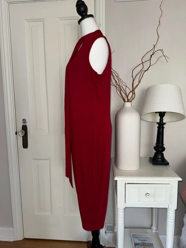 ASOS Design Curve Women’s Red Tie Neck Detail Dress Size 16 - Image 2