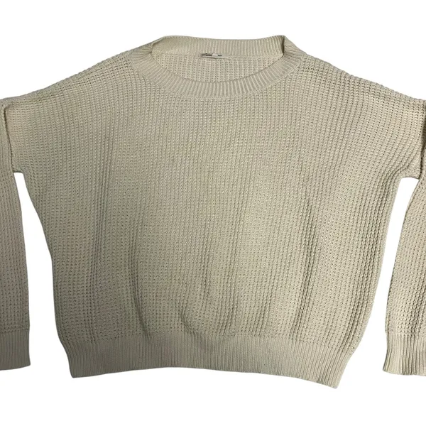 Emerson Fry Women's Organic Cotton Cream Knit Sweater Size Large - Image 2