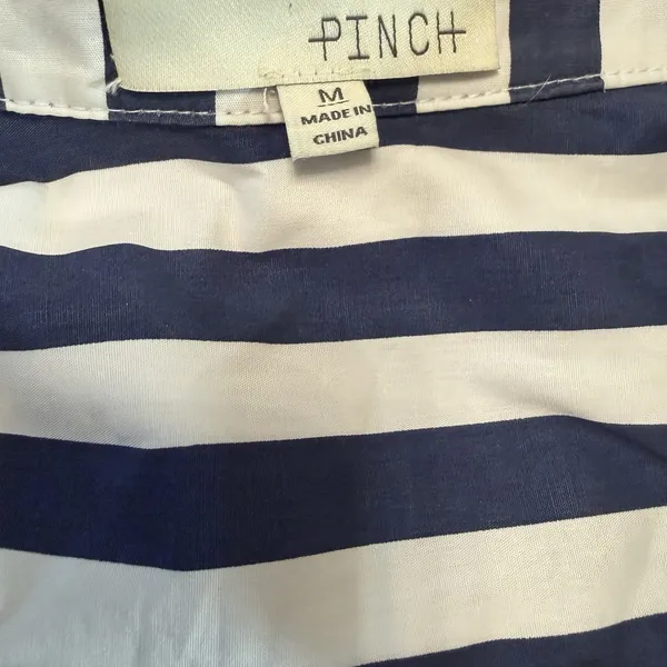 Pinch Striped Blue White Button Front Romper Shorts 3/4 Sleeve Collared Medium‎ Size undefined - Image 2