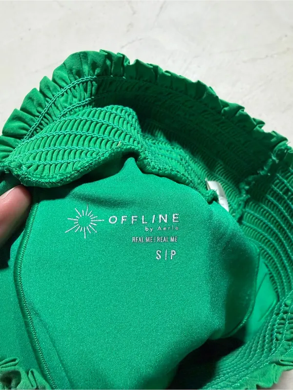 Aerie offline real me High-Waist Smocked Green Women’s Shorts small - Image 5