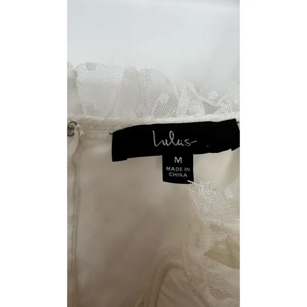 Lulus 2010s Ivory Swiss Dot Mesh Bustier Tiered Dress Medium - Image 13
