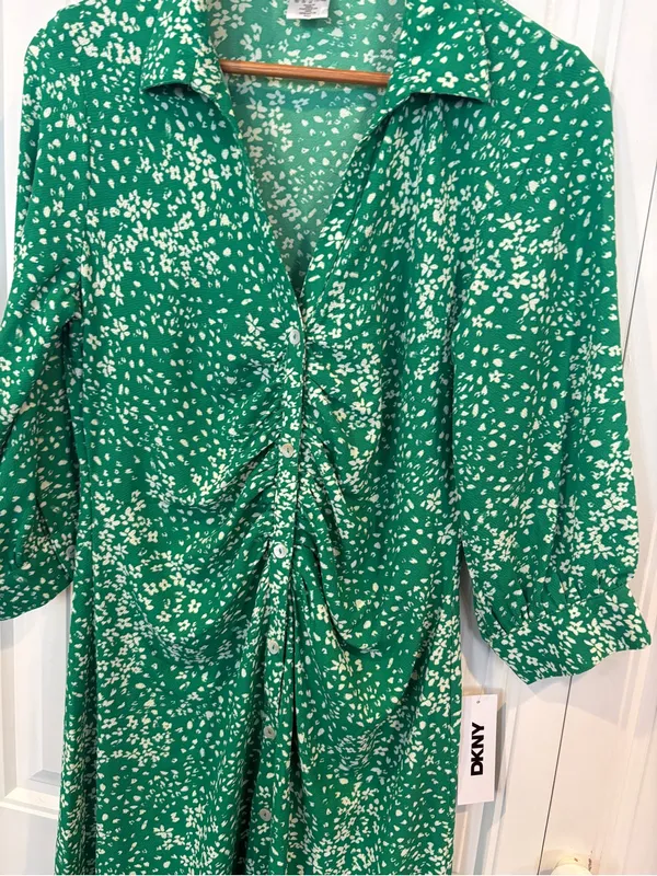 DKNY green and white floral dress size 10 - Image 3