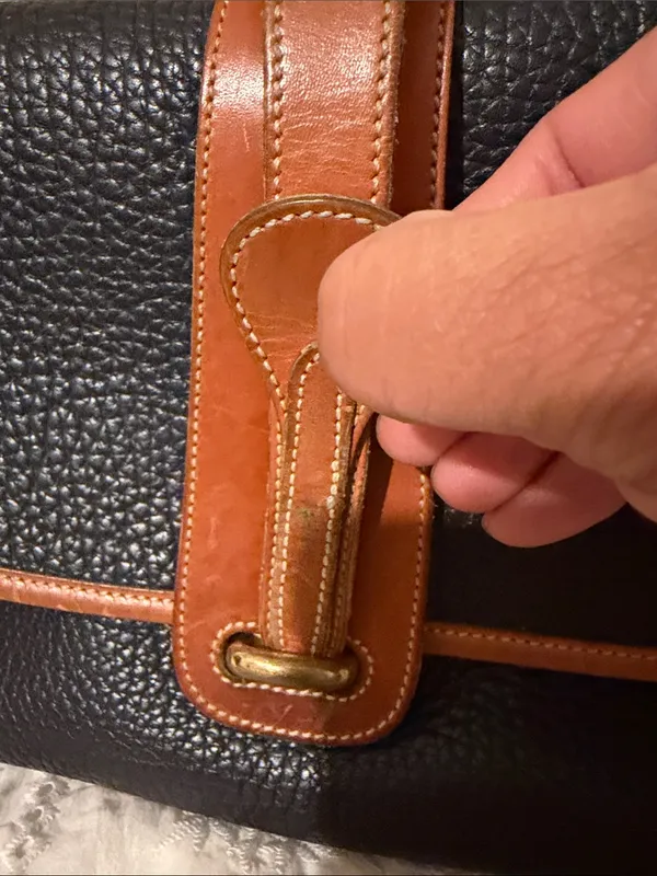 Dooney & Bourke Black Pebbled Leather Crossbody with Brown Trim - Image 13