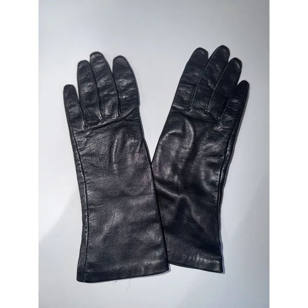 Vintage Womens Size M / 7 Black Soft Leather Formal Mid Length - Image 2