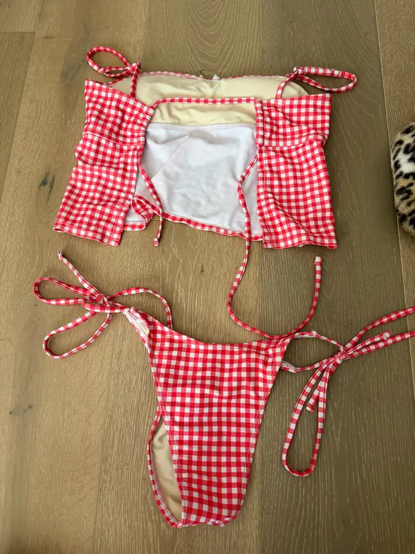 Bikini set gingham pattern Red - Image 2