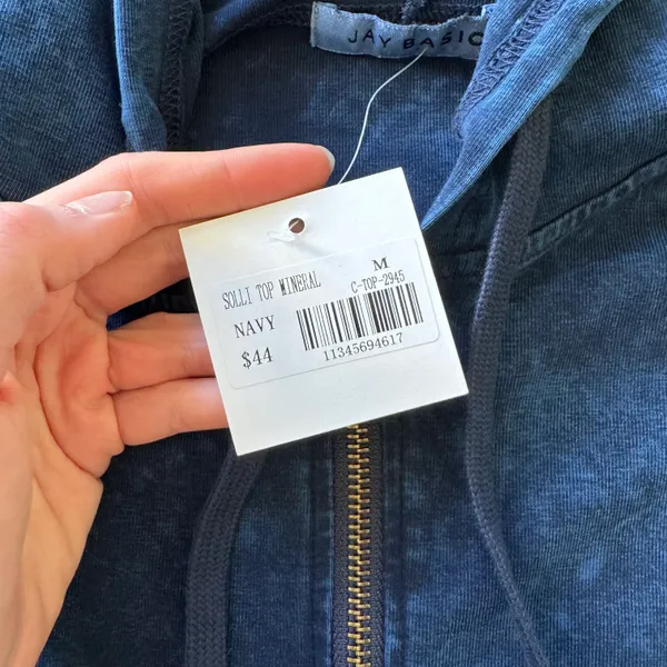 Jay Basics Faux Denim Zip Up Hoodie - Image 6