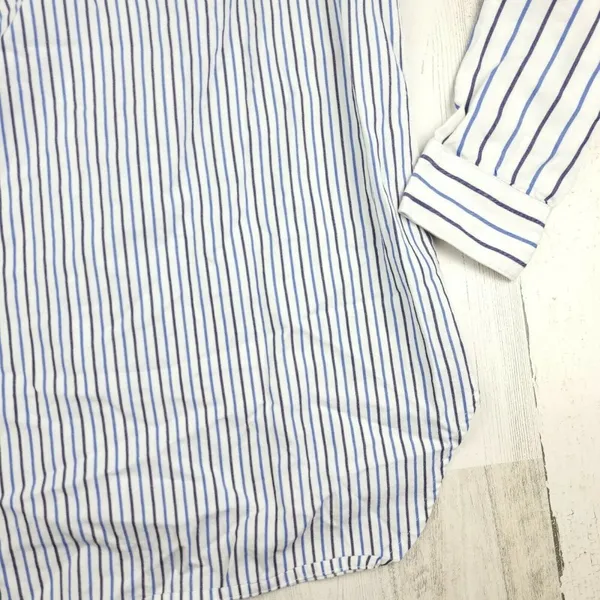 Madewell Ex-Boyfriend Shirt XS Blue White Stripe Button Down Cotton Top - Image 9