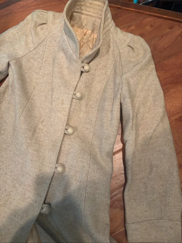 Non Signe Wool Blend Long Toggle Coat in Creme Tan Size M - Image 8