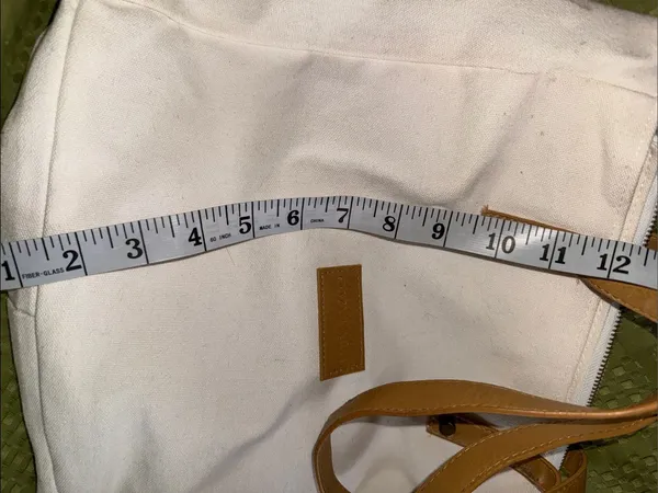 Cozy Earth Cream Canvas Tote with Tan Leather Straps - Image 7