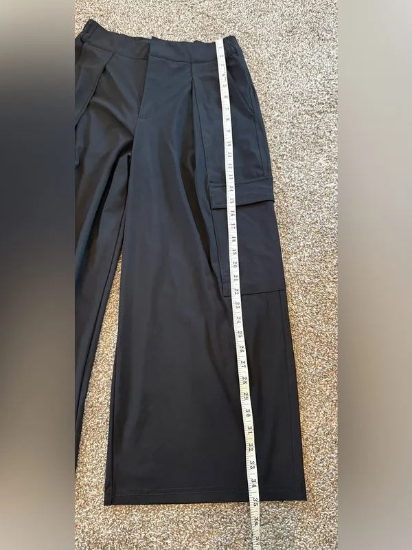 Athleta Cargo Wide Leg Pant Womens Size 4 High Rise Black 54023 Flowy Casual - Image 7