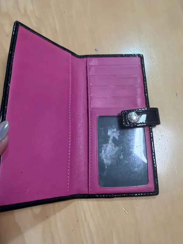 Coach Black Patent Embossed Signature Phone Wallet Case - Image 3