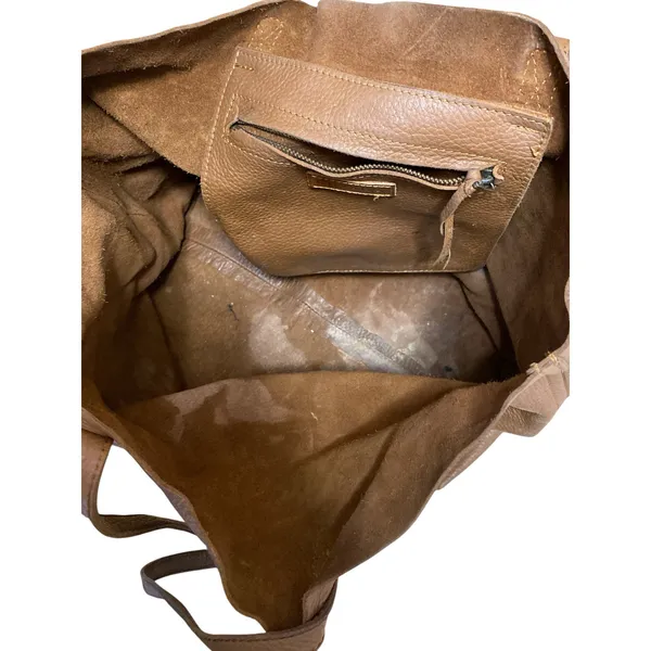 ACS CUYANA Brown Vegan Leather Slouchy Textured Shoulder Straps Tote Handbag OS - Image 4