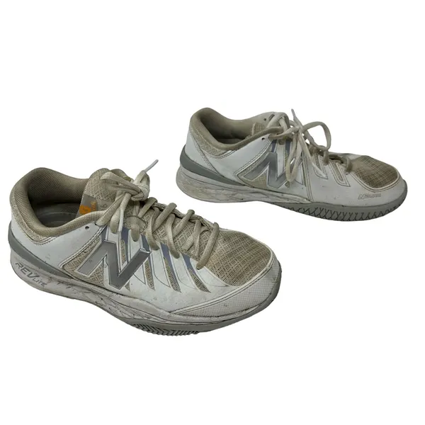 New Balance Size 7‎ Sneakers White Gray Lace Up Running Jogging Exercise Gym - Image 2