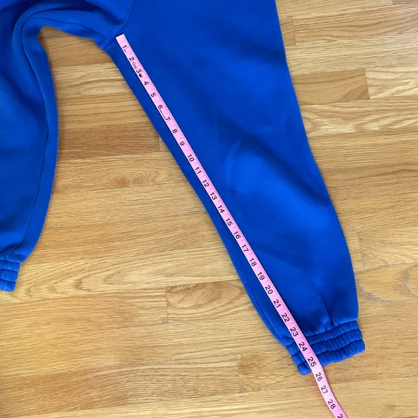 Women’s Blue Fleece Joggers XS/S Cotton Blend High Waist Sweatpants Cozy Lounge - Image 7