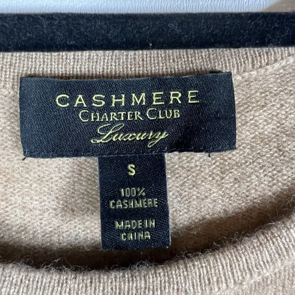 Charter Club 100%‎ Cashmere Sweater Tan Womens Size S Crewneck Pullover Neutral - Image 5