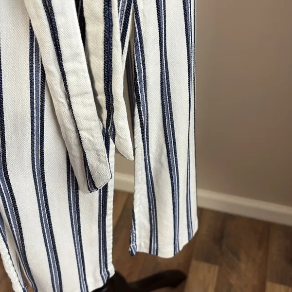 Free People Tuxedo Stripe Wrap Dress Sleeveless‎ Blue Side Slit Size XS - Image 8
