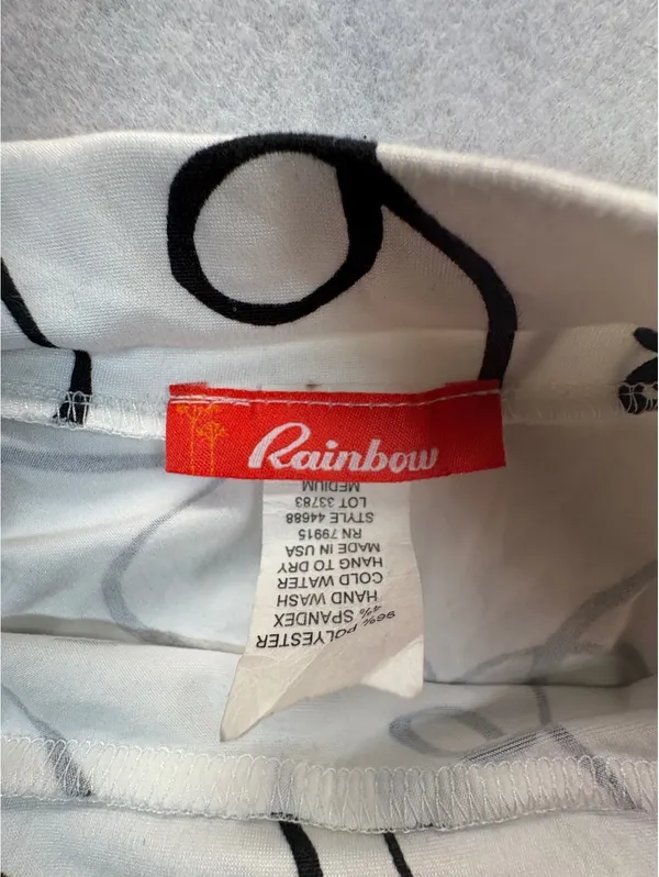 Rainbow Women’s Medium White Black Abstract Face Print Flare Skater Skirt USA - Image 5