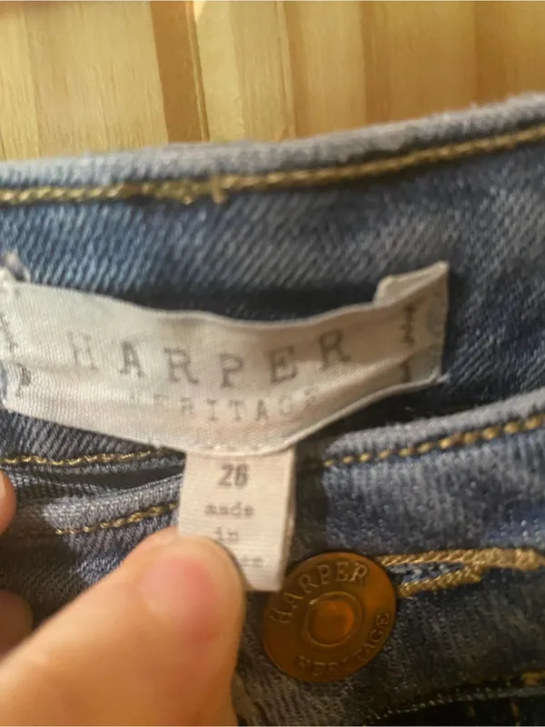 Harper Indigo Denim Jeans with Gold Stitching - Image 4