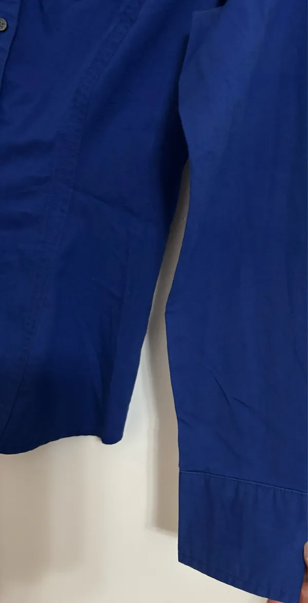 Express Deep Blue Fitted Button-Down Shirt - Image 2