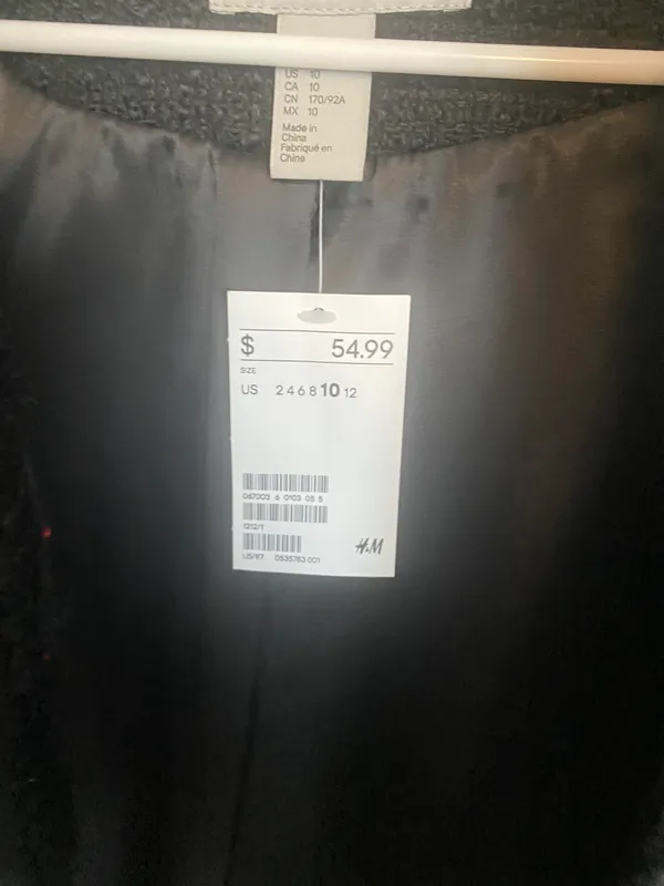 H&M Black Tweed Cropped Blazer - Image 3