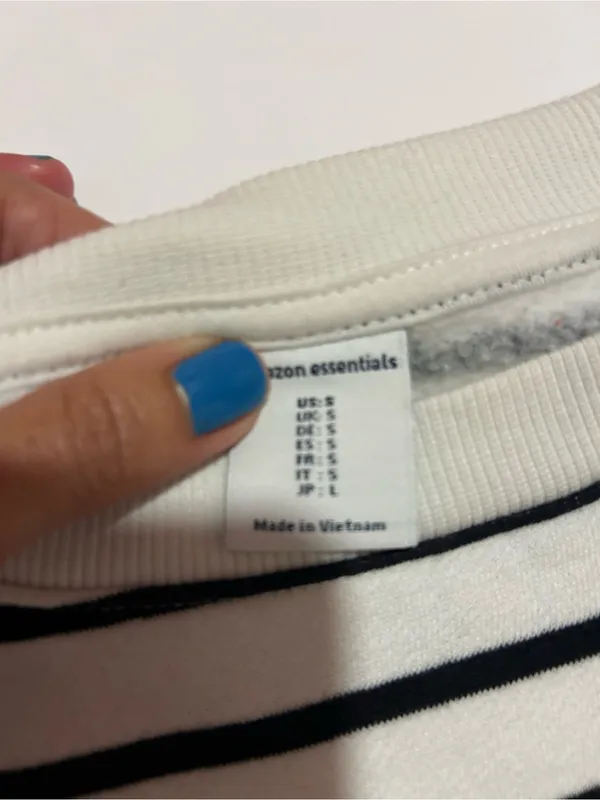 Amazon Essentials Cream and Black Striped Long-Sleeve Sweatshirt - Image 3