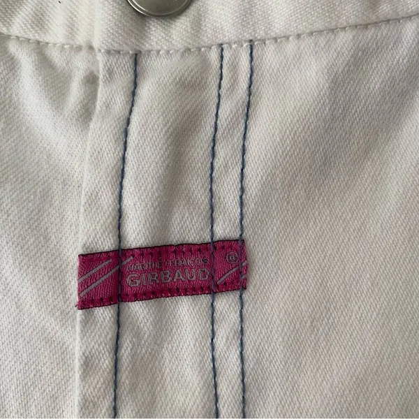 Marithe Francois Girbaud White Denim Capri Cropped Rainbow Embroidered Jeans 27 - Image 9