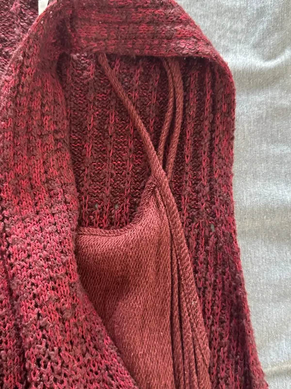 Free People Womens XS Waterfall Ruffle Knit Mini Sleeveless Dress Burgundy Combo - Image 8