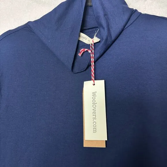 Woolovers Slim Polo Neck Top in Navy Blue Size‎ XL - Image 3