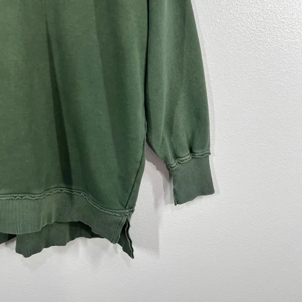 Aerie Distressed Oversized Sweatshirt Women's‎ S/P Olive Green Crewneck Pullover - Image 5