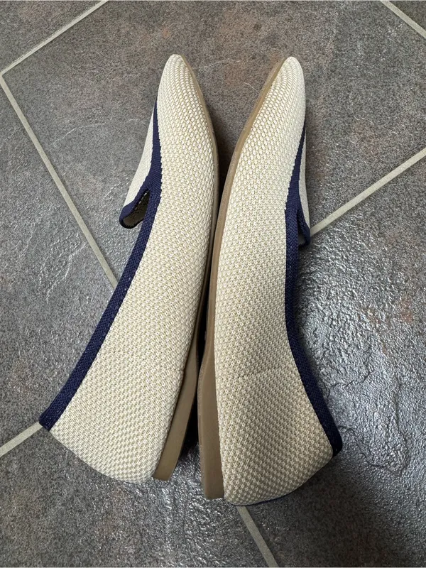 Birdies Blackbird Womens Flats Knit Woven Loafers Slip-On Eggshell Navy 9.5 - Image 10