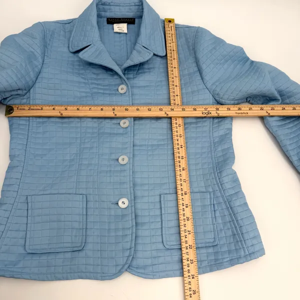 Harve Bernard Jacket Womens 10 Blue Quilted Button Up Cuff Sleeves - flaws/read - Image 7