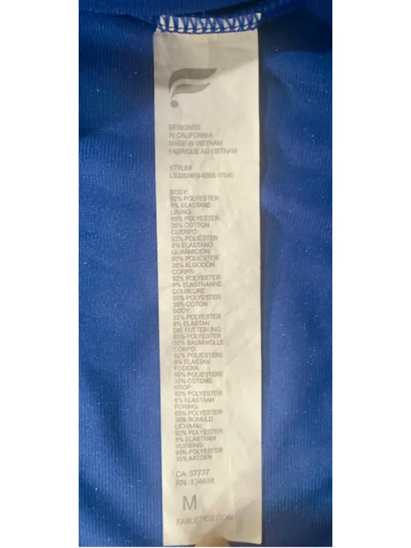 Fabletics Royal Blue Crushed Velvet Zip Up Cropped Hoodie Medium - Image 4