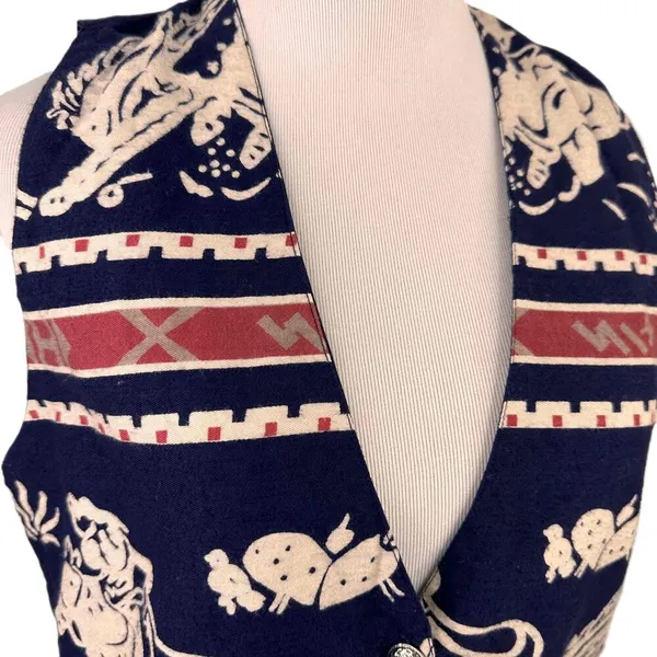 At Last & Co. Western Roping Printed Sleeveless V-Neck Vest Size Small - Image 2