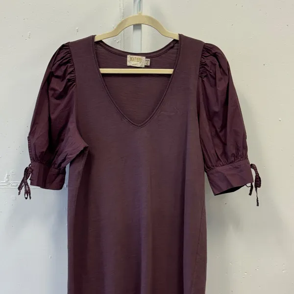 Nation LTD Mirrim Pima Cotton Puff Sleeve Mini T-shirt Dress Purple Size Medium‎ - Image 4