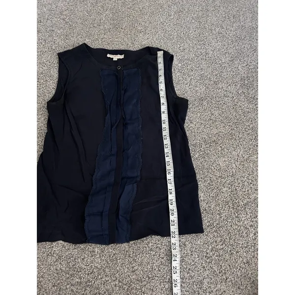 Tory Burch Womens‎ Silk Sleeveless Button Down Tank Top Navy Blue Size 4 - Image 5