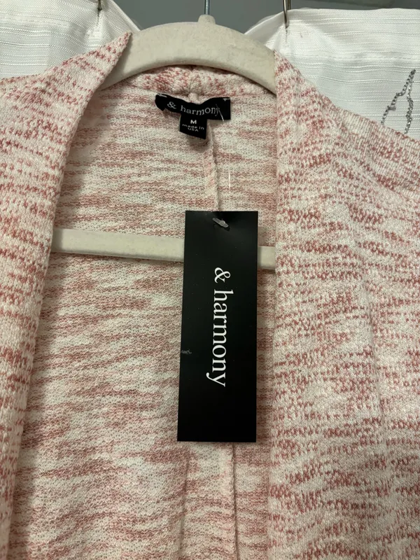Harmony pink and white Cardigan preppy or casual Sz. - Image 2