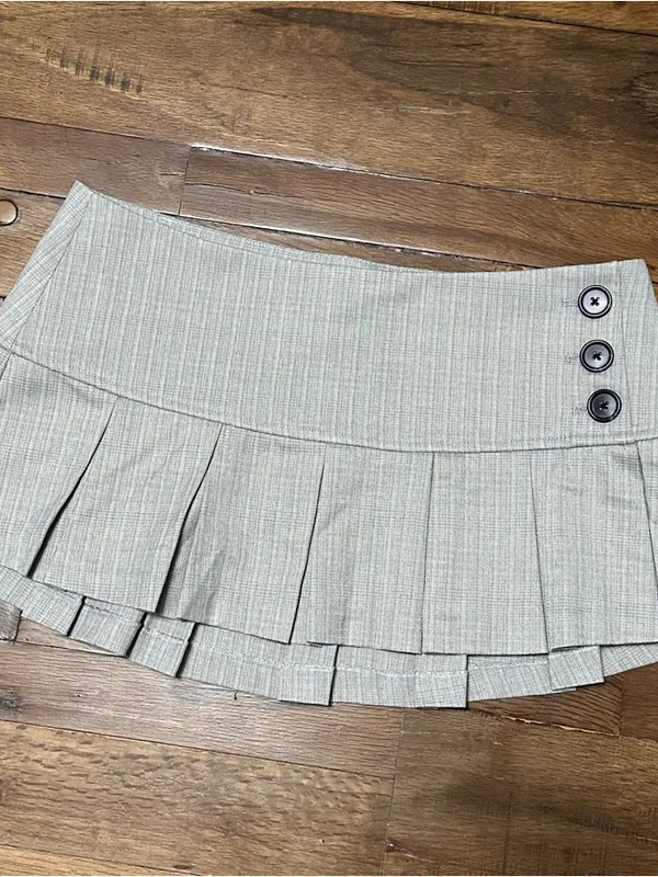 Danielle Guizio Pleated Micro Mini Skirt in Grey Plaid New Medium - Image 7